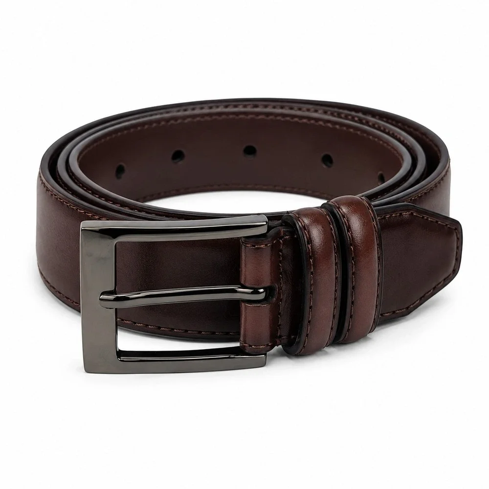 Mio Marino Leather Belt Mens 30 Mahogany Burnt Umber Classy Prong B84N-86-MBU302